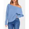 image:imageANRABESS Womens Off The Shoulder Sweater Knit Pullovers Tops  Soft StretchyLong Batwing SleeveLoose FitOversized SweaterGoing Out Tops2026 Fall FashionWinter ClothesSky