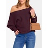 image:imageANRABESS Womens Off The Shoulder Sweater Knit Pullovers Tops  Soft StretchyLong Batwing SleeveLoose FitOversized SweaterGoing Out Tops2026 Fall FashionWinter ClothesWine Red