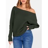 image:imageANRABESS Womens Off The Shoulder Sweater Knit Pullovers Tops  Soft StretchyLong Batwing SleeveLoose FitOversized SweaterGoing Out Tops2026 Fall FashionWinter ClothesArmy Green