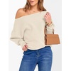 image:imageANRABESS Womens Off The Shoulder Sweater Knit Pullovers Tops  Soft StretchyLong Batwing SleeveLoose FitOversized SweaterGoing Out Tops2026 Fall FashionWinter ClothesParchment