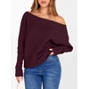 image:imageANRABESS Womens Off The Shoulder Sweater Knit Pullovers Tops  Soft StretchyLong Batwing SleeveLoose FitOversized SweaterGoing Out Tops2026 Fall FashionWinter ClothesWine Red