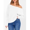 image:imageANRABESS Womens Off The Shoulder Sweater Knit Pullovers Tops  Soft StretchyLong Batwing SleeveLoose FitOversized SweaterGoing Out Tops2026 Fall FashionWinter ClothesWhite