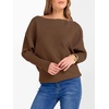 image:imageANRABESS Womens Off The Shoulder Sweater Knit Pullovers Tops  Soft StretchyLong Batwing SleeveLoose FitOversized SweaterGoing Out Tops2026 Fall FashionWinter ClothesDeep Caramel