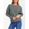 image:imageANRABESS Womens Off The Shoulder Sweater Knit Pullovers Tops  Soft StretchyLong Batwing SleeveLoose FitOversized SweaterGoing Out Tops2026 Fall FashionWinter ClothesGrey Green