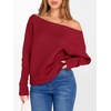 image:imageANRABESS Womens Off The Shoulder Sweater Knit Pullovers Tops  Soft StretchyLong Batwing SleeveLoose FitOversized SweaterGoing Out Tops2026 Fall FashionWinter ClothesRed
