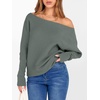 image:imageANRABESS Womens Off The Shoulder Sweater Knit Pullovers Tops  Soft StretchyLong Batwing SleeveLoose FitOversized SweaterGoing Out Tops2026 Fall FashionWinter ClothesGrey Green