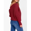 image:imageANRABESS Womens Off The Shoulder Sweater Knit Pullovers Tops  Soft StretchyLong Batwing SleeveLoose FitOversized SweaterGoing Out Tops2026 Fall FashionWinter ClothesRed