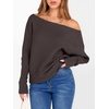 image:imageANRABESS Womens Off The Shoulder Sweater Knit Pullovers Tops  Soft StretchyLong Batwing SleeveLoose FitOversized SweaterGoing Out Tops2026 Fall FashionWinter ClothesRed Coffee