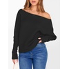 image:imageANRABESS Womens Off The Shoulder Sweater Knit Pullovers Tops  Soft StretchyLong Batwing SleeveLoose FitOversized SweaterGoing Out Tops2026 Fall FashionWinter ClothesBlack