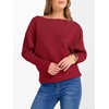 image:imageANRABESS Womens Off The Shoulder Sweater Knit Pullovers Tops  Soft StretchyLong Batwing SleeveLoose FitOversized SweaterGoing Out Tops2026 Fall FashionWinter ClothesRed