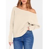 image:imageANRABESS Womens Off The Shoulder Sweater Knit Pullovers Tops  Soft StretchyLong Batwing SleeveLoose FitOversized SweaterGoing Out Tops2026 Fall FashionWinter ClothesParchment