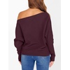 image:imageANRABESS Womens Off The Shoulder Sweater Knit Pullovers Tops  Soft StretchyLong Batwing SleeveLoose FitOversized SweaterGoing Out Tops2026 Fall FashionWinter ClothesWine Red