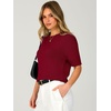 image:imageANRABESS Womens Short Sleeve Crewneck Summer Sweater Crop Top  Cropped Loose Fit Pullover Chunky Open Knit Cute Soft Cozy Fall Fashion Outfits Trendy Sweaters for Casual Work amp SchoolRed