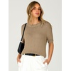 image:imageANRABESS Womens Short Sleeve Crewneck Summer Sweater Crop Top  Cropped Loose Fit Pullover Chunky Open Knit Cute Soft Cozy Fall Fashion Outfits Trendy Sweaters for Casual Work amp SchoolKhaki