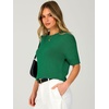 image:imageANRABESS Womens Short Sleeve Crewneck Summer Sweater Crop Top  Cropped Loose Fit Pullover Chunky Open Knit Cute Soft Cozy Fall Fashion Outfits Trendy Sweaters for Casual Work amp SchoolGreen