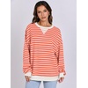 image:imageANRABESS Womens Striped Oversized Sweatshirts  2026 Fall Fashion OutfitsLightweight Comfort SweaterCrewneck Long Sleeve ShirtsColor Block PulloverTravel AllDay ClothesPink Orange