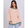 image:imageANRABESS Womens Striped Oversized Sweatshirts  2026 Fall Fashion OutfitsLightweight Comfort SweaterCrewneck Long Sleeve ShirtsColor Block PulloverTravel AllDay ClothesOrange White