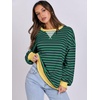 image:imageANRABESS Womens Striped Oversized Sweatshirts  2026 Fall Fashion OutfitsLightweight Comfort SweaterCrewneck Long Sleeve ShirtsColor Block PulloverTravel AllDay ClothesBlue Green