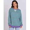 image:imageANRABESS Womens Striped Oversized Sweatshirts  2026 Fall Fashion OutfitsLightweight Comfort SweaterCrewneck Long Sleeve ShirtsColor Block PulloverTravel AllDay ClothesGreen Grey