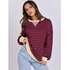 image:imageANRABESS Womens Striped Oversized Sweatshirts  2026 Fall Fashion OutfitsLightweight Comfort SweaterCrewneck Long Sleeve ShirtsColor Block PulloverTravel AllDay ClothesRed Blue