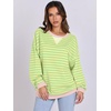 image:imageANRABESS Womens Striped Oversized Sweatshirts  2026 Fall Fashion OutfitsLightweight Comfort SweaterCrewneck Long Sleeve ShirtsColor Block PulloverTravel AllDay ClothesLight Yellow Green