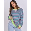 image:imageANRABESS Womens Striped Oversized Sweatshirts  2026 Fall Fashion OutfitsLightweight Comfort SweaterCrewneck Long Sleeve ShirtsColor Block PulloverTravel AllDay ClothesPink Green