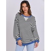image:imageANRABESS Womens Striped Oversized Sweatshirts  2026 Fall Fashion OutfitsLightweight Comfort SweaterCrewneck Long Sleeve ShirtsColor Block PulloverTravel AllDay ClothesBlack White