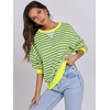 image:imageANRABESS Womens Striped Oversized Sweatshirts  2026 Fall Fashion OutfitsLightweight Comfort SweaterCrewneck Long Sleeve ShirtsColor Block PulloverTravel AllDay ClothesGrey Fluorescent Green