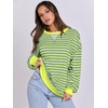 image:imageANRABESS Womens Striped Oversized Sweatshirts  2026 Fall Fashion OutfitsLightweight Comfort SweaterCrewneck Long Sleeve ShirtsColor Block PulloverTravel AllDay ClothesGrey Fluorescent Green
