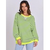 image:imageANRABESS Womens Striped Oversized Sweatshirts  2026 Fall Fashion OutfitsLightweight Comfort SweaterCrewneck Long Sleeve ShirtsColor Block PulloverTravel AllDay ClothesGrey Fluorescent Green