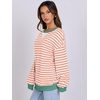 image:imageANRABESS Womens Striped Oversized Sweatshirts  2026 Fall Fashion OutfitsLightweight Comfort SweaterCrewneck Long Sleeve ShirtsColor Block PulloverTravel AllDay ClothesOrange White