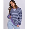 image:imageANRABESS Womens Striped Oversized Sweatshirts  2026 Fall Fashion OutfitsLightweight Comfort SweaterCrewneck Long Sleeve ShirtsColor Block PulloverTravel AllDay ClothesBlue Purple
