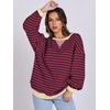 image:imageANRABESS Womens Striped Oversized Sweatshirts  2026 Fall Fashion OutfitsLightweight Comfort SweaterCrewneck Long Sleeve ShirtsColor Block PulloverTravel AllDay ClothesRed Blue
