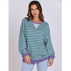 image:imageANRABESS Womens Striped Oversized Sweatshirts  2026 Fall Fashion OutfitsLightweight Comfort SweaterCrewneck Long Sleeve ShirtsColor Block PulloverTravel AllDay ClothesGreen Grey