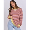 image:imageANRABESS Womens Striped Oversized Sweatshirts  2026 Fall Fashion OutfitsLightweight Comfort SweaterCrewneck Long Sleeve ShirtsColor Block PulloverTravel AllDay ClothesPurple Orange