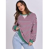 image:imageANRABESS Womens Striped Oversized Sweatshirts  2026 Fall Fashion OutfitsLightweight Comfort SweaterCrewneck Long Sleeve ShirtsColor Block PulloverTravel AllDay ClothesGrey Pink