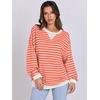 image:imageANRABESS Womens Striped Oversized Sweatshirts  2026 Fall Fashion OutfitsLightweight Comfort SweaterCrewneck Long Sleeve ShirtsColor Block PulloverTravel AllDay ClothesPink Orange