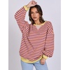 image:imageANRABESS Womens Striped Oversized Sweatshirts  2026 Fall Fashion OutfitsLightweight Comfort SweaterCrewneck Long Sleeve ShirtsColor Block PulloverTravel AllDay ClothesPurple Orange