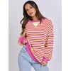 image:imageANRABESS Womens Striped Oversized Sweatshirts  2026 Fall Fashion OutfitsLightweight Comfort SweaterCrewneck Long Sleeve ShirtsColor Block PulloverTravel AllDay ClothesHot Pink Yellow