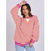 image:imageANRABESS Womens Striped Oversized Sweatshirts  2026 Fall Fashion OutfitsLightweight Comfort SweaterCrewneck Long Sleeve ShirtsColor Block PulloverTravel AllDay ClothesHot Pink Yellow