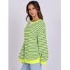 image:imageANRABESS Womens Striped Oversized Sweatshirts  2026 Fall Fashion OutfitsLightweight Comfort SweaterCrewneck Long Sleeve ShirtsColor Block PulloverTravel AllDay ClothesGrey Fluorescent Green