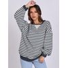 image:imageANRABESS Womens Striped Oversized Sweatshirts  2026 Fall Fashion OutfitsLightweight Comfort SweaterCrewneck Long Sleeve ShirtsColor Block PulloverTravel AllDay ClothesGrey Blue
