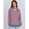 image:imageANRABESS Womens Striped Oversized Sweatshirts  2026 Fall Fashion OutfitsLightweight Comfort SweaterCrewneck Long Sleeve ShirtsColor Block PulloverTravel AllDay ClothesGrey Pink