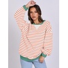 image:imageANRABESS Womens Striped Oversized Sweatshirts  2026 Fall Fashion OutfitsLightweight Comfort SweaterCrewneck Long Sleeve ShirtsColor Block PulloverTravel AllDay ClothesOrange White