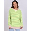 image:imageANRABESS Womens Striped Oversized Sweatshirts  2026 Fall Fashion OutfitsLightweight Comfort SweaterCrewneck Long Sleeve ShirtsColor Block PulloverTravel AllDay ClothesLight Yellow Green