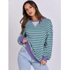 image:imageANRABESS Womens Striped Oversized Sweatshirts  2026 Fall Fashion OutfitsLightweight Comfort SweaterCrewneck Long Sleeve ShirtsColor Block PulloverTravel AllDay ClothesGreen Grey