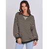 image:imageANRABESS Womens Striped Oversized Sweatshirts  2026 Fall Fashion OutfitsLightweight Comfort SweaterCrewneck Long Sleeve ShirtsColor Block PulloverTravel AllDay ClothesBlack Grey