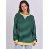 image:imageANRABESS Womens Striped Oversized Sweatshirts  2026 Fall Fashion OutfitsLightweight Comfort SweaterCrewneck Long Sleeve ShirtsColor Block PulloverTravel AllDay ClothesBlue Green