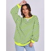 image:imageANRABESS Womens Striped Oversized Sweatshirts  2026 Fall Fashion OutfitsLightweight Comfort SweaterCrewneck Long Sleeve ShirtsColor Block PulloverTravel AllDay ClothesGrey Fluorescent Green