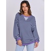 image:imageANRABESS Womens Striped Oversized Sweatshirts  2026 Fall Fashion OutfitsLightweight Comfort SweaterCrewneck Long Sleeve ShirtsColor Block PulloverTravel AllDay ClothesBlue Purple